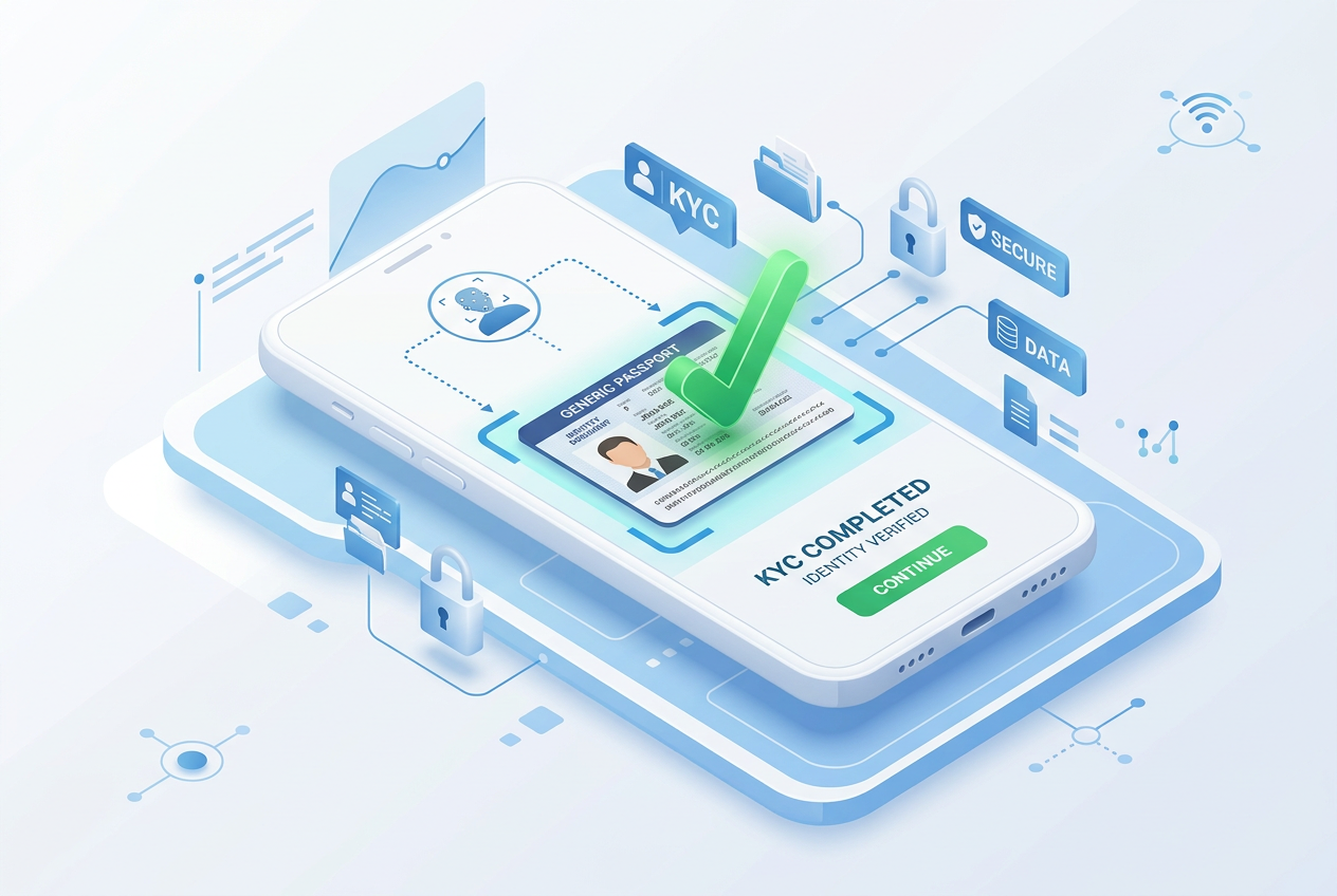Schéma digitálního ověření identity a KYC procesu bez bankovních údajů